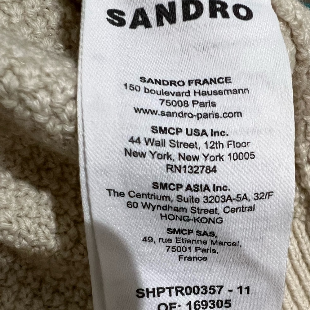SANDRO. EUC. Quiet Luxury. Beautiful Longsleeve waffle knit sweater. Oatmeal. M. - Picture 11 of 13